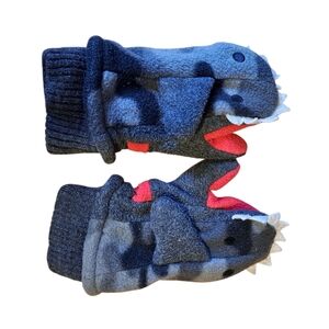 3/20$ Baby GAP Dinosaur Fleece Mittens – Gray/Red – Size XS/S (11 cm)